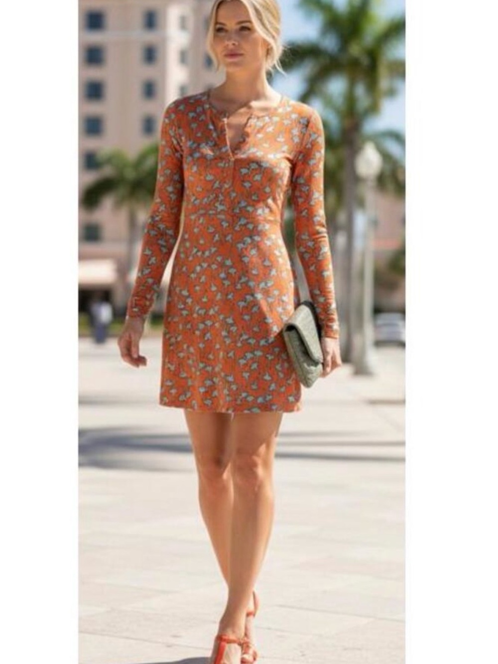 Diane von Furstenberg Reina silk dress in ginkgo print, size 12